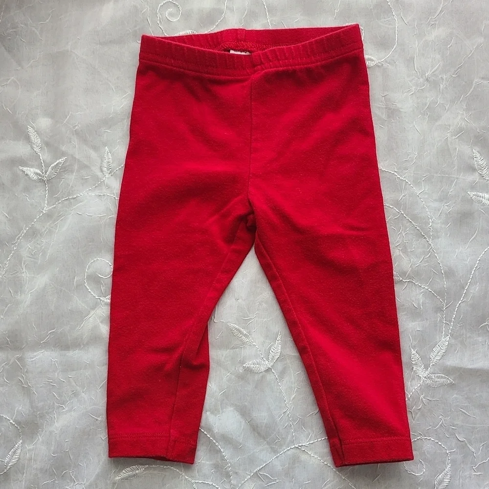 Carters Christmas Girl 12 Month Floral Quilted Top and Red Leggings Set Girly